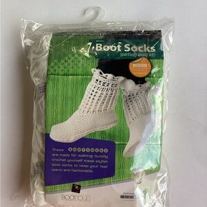 Boot Socks Kit DIY Handmade Crochet Cream Medium
